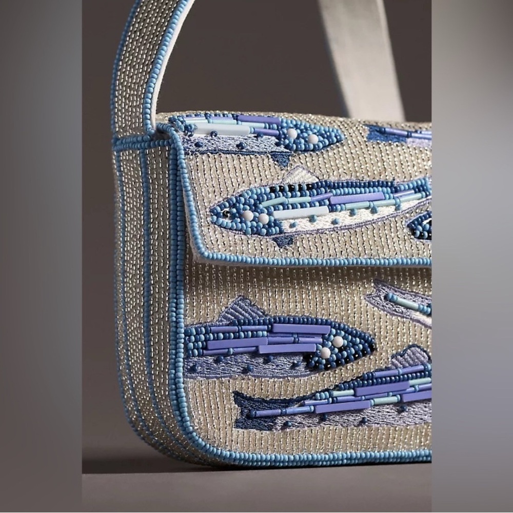 Anthropologie THE FIONA BEADED BAG: FOOD & DRINK EDITION 97579502 Sardines Fish - Picture 6 of 6